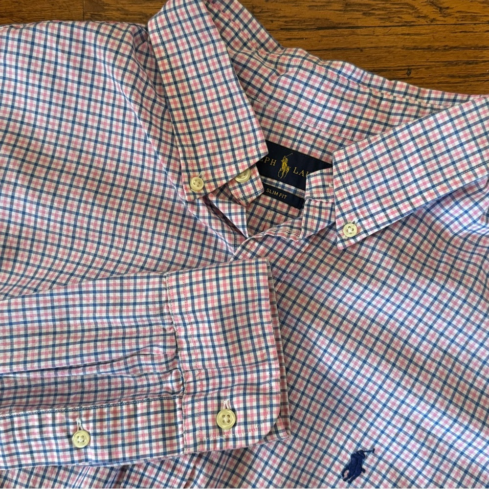 Ralph Lauren Slim Fit Plaid Button Down Shirt Preppy – Size L